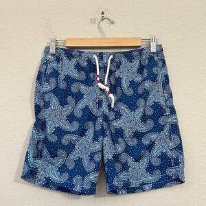 MC2 SAINT BARTH Swim Shorts Navy Blue Paisley Boho Allover Print Trunk